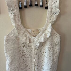 Sézane White Lace Sleeveless Top